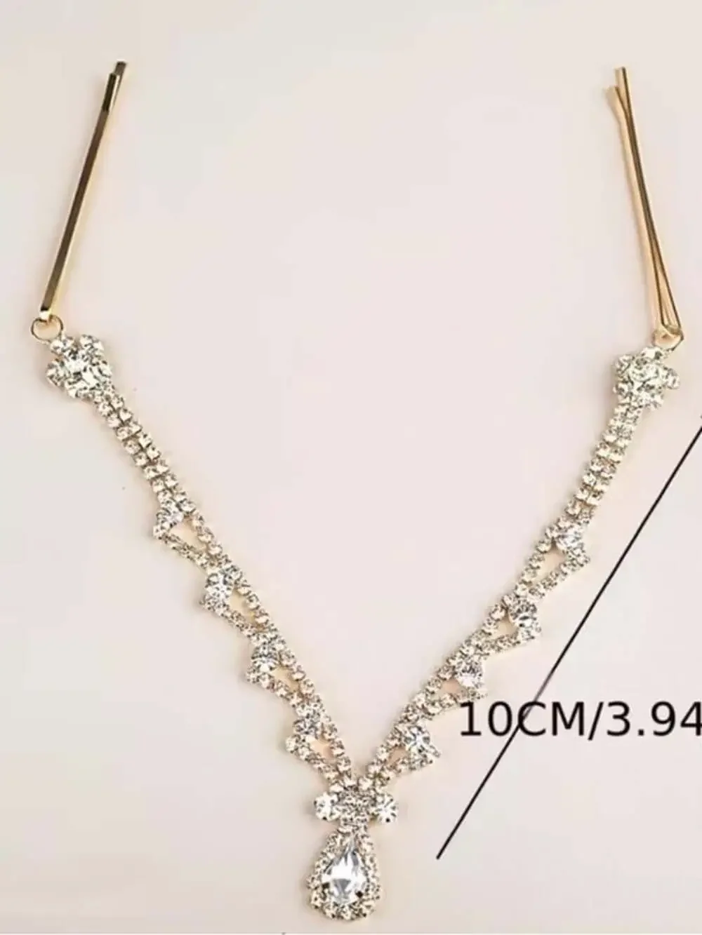 HOST PICK Rhinestone Teardrop Forehead Chain Headpiece - Gold